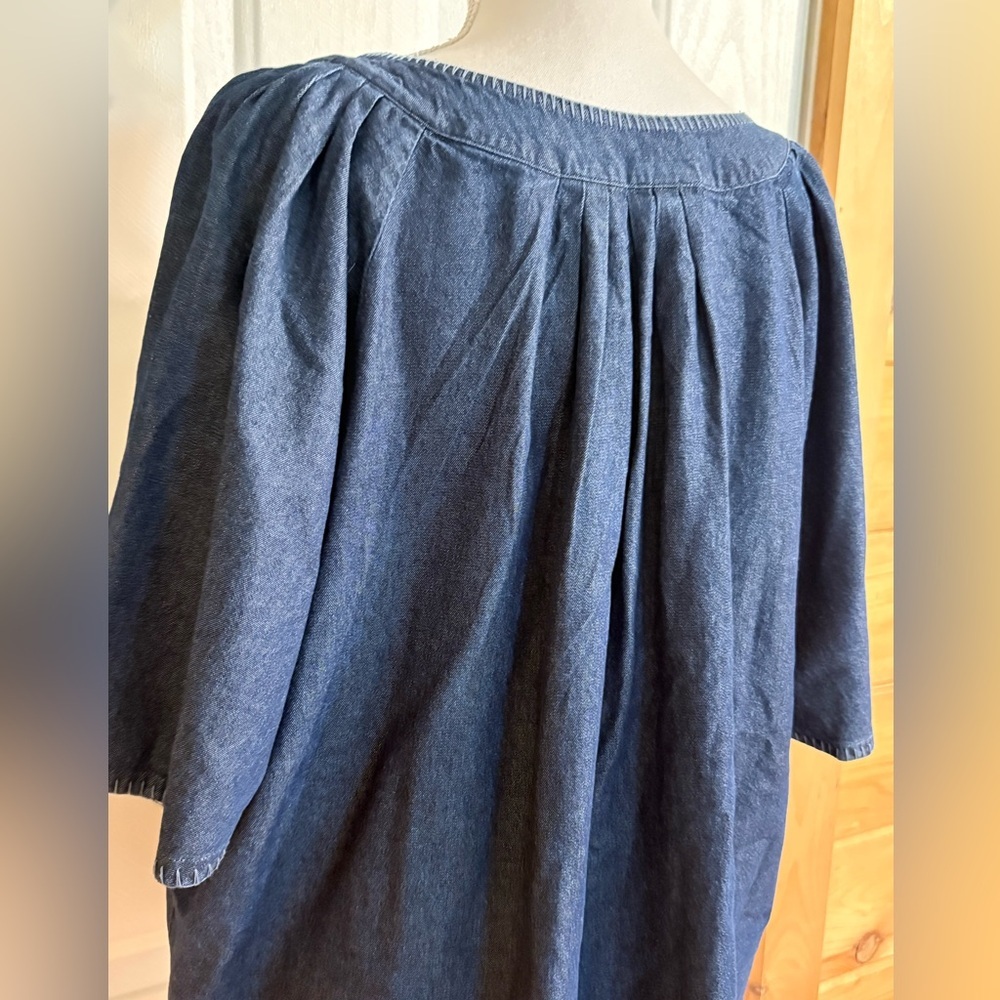 Crown & Ivy Denim V-Neck Short Sleeve Tunic - Blouse size XXL NWT - Picture 6 of 12